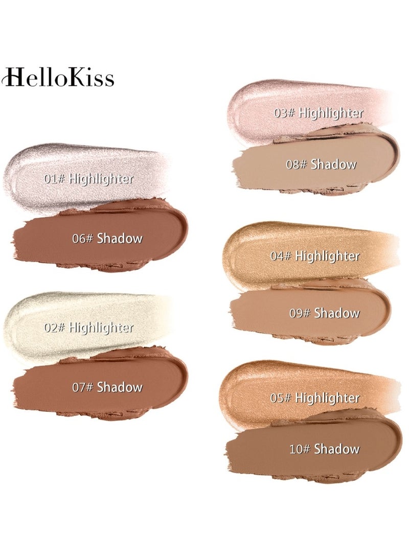HelloKiss Shimmer Stick Makeup Highlighter Contour Bronzer Sticks Highlighter Makeup Stick for Face and Body Radiant and Shimmer Glow Water proof Long Lasting Smooth Face Contour Wand Shimmer Glow Pen 05  - Image 3