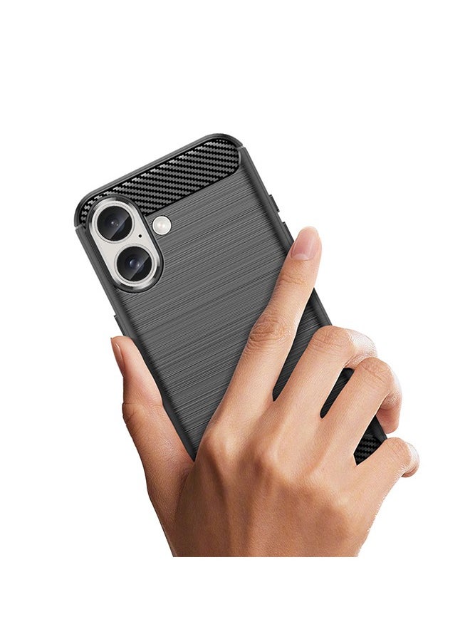 Ocean iPhone 16 (6.9 inch) Silicone Case Cover, Flexible TPU & Brushed Texture Carbon Fiber Phone Case, Fall & Scratch Proof & Wear-Resistant, Full Body Protection Phone Case for iPhone 16, Black  - Image 5