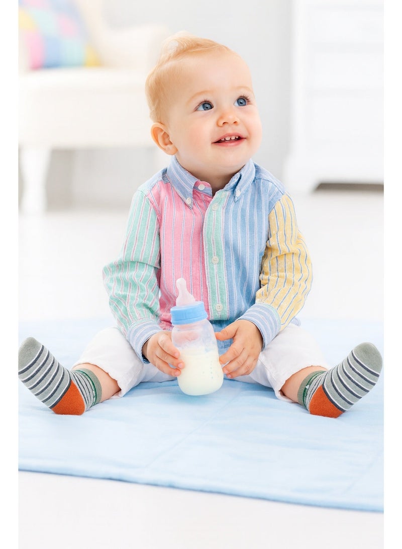 12 Pairs Baby Socks Of Cotton Non-Slip Striped Baby Boys Socks Multicolor - Image 2