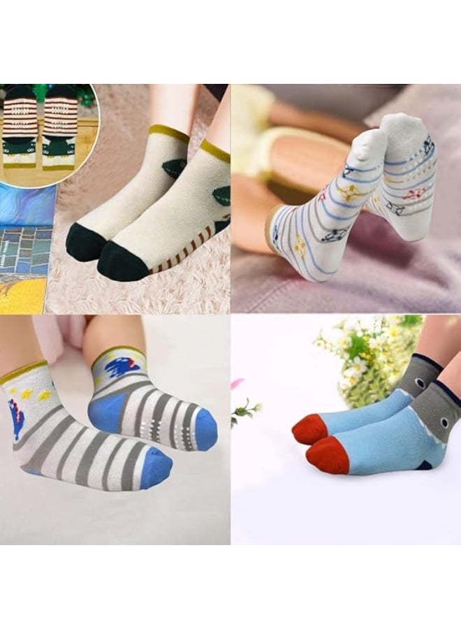 12 Pairs Baby Socks Of Cotton Non-Slip Striped Baby Boys Socks Multicolor - Image 4