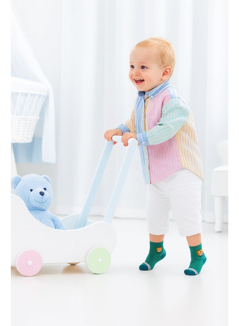 12 Pairs Baby Socks Of Cotton Non-Slip Striped Baby Boys Socks Multicolor - Image 3