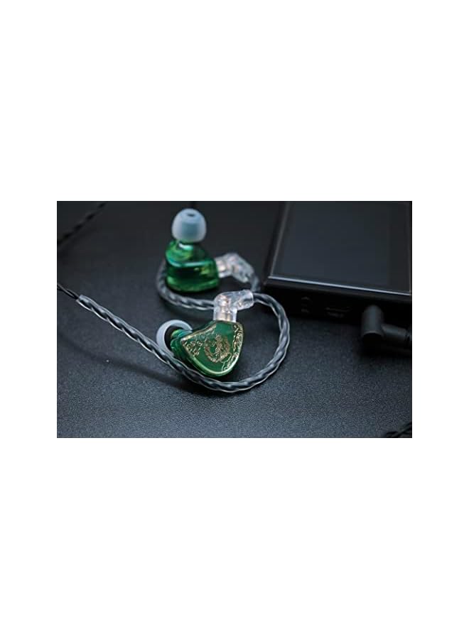 Linsoul TANGZU Wan’er S.G HiFi 10mm Dynamic Driver PET Diaphragm in-Ear Earphone with Ergonomic Shape, Detachable 2Pin OFC Braided Cable for Audiophile Musician DJ Stage (Green, With Mic) - Image 3
