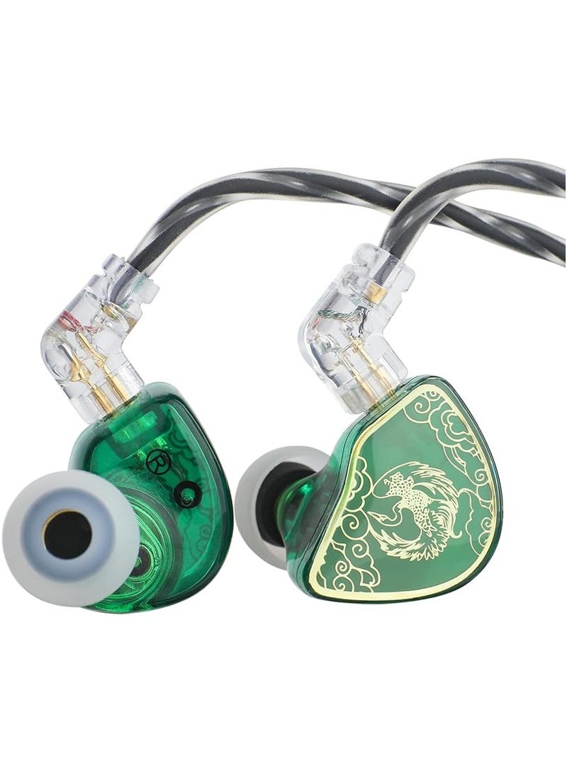 Linsoul TANGZU Wan’er S.G HiFi 10mm Dynamic Driver PET Diaphragm in-Ear Earphone with Ergonomic Shape, Detachable 2Pin OFC Braided Cable for Audiophile Musician DJ Stage (Green, With Mic) - Image 1