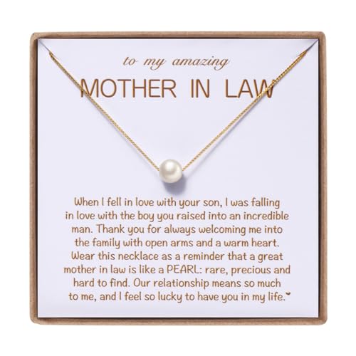 MIXJOY Mothers Day Gift to Amazing Mother in Law, Dainty Single Pearl Necklace for New Mother-in-law, Future Soon to be MIL on Wedding Day, Pre-wedding Gift for Mother of the Groom, Affirmation Gifts - Image 1