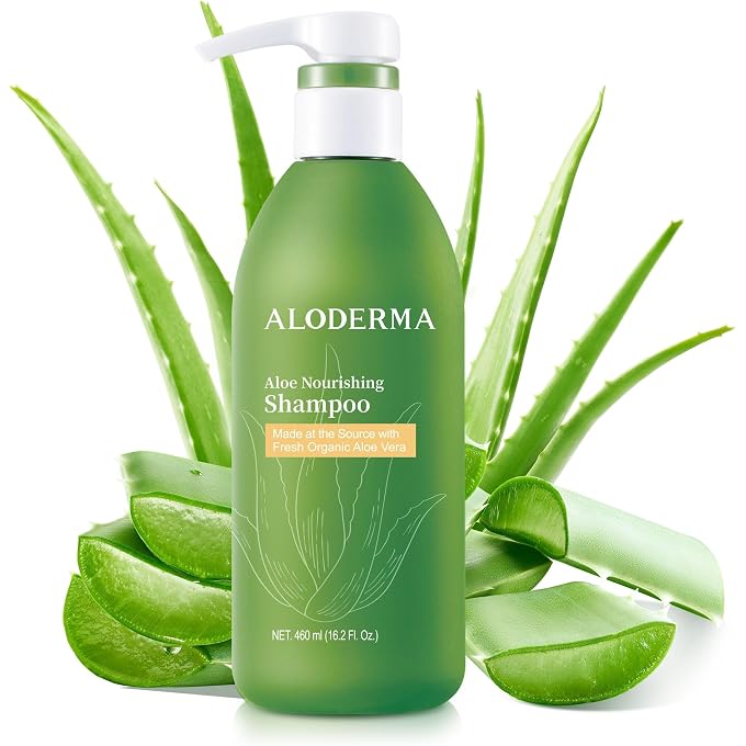 Aloderma Aloe Nourishing Shampoo, Organic Aloe Vera for Damaged Hair, 16 oz - Image 1