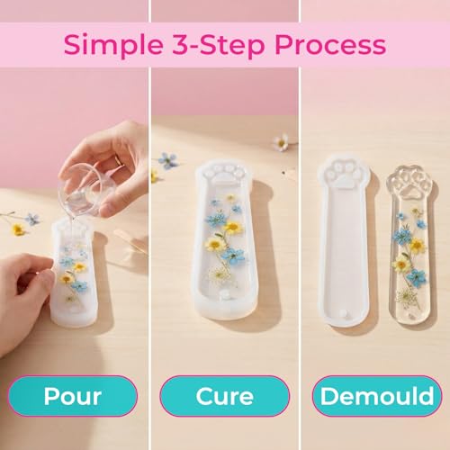 Oytra Resin Bookmark Mould 5 Pcs Silicone Mold DIY Bookmarks for Books Casting Crafting Materials Set for Beginners and Artists - Image 4
