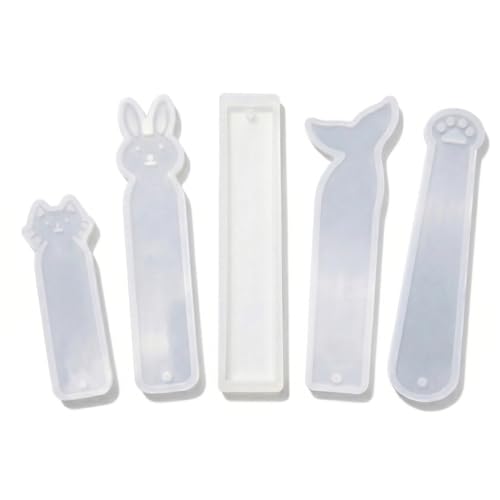 Oytra Resin Bookmark Mould 5 Pcs Silicone Mold DIY Bookmarks for Books Casting Crafting Materials Set for Beginners and Artists - Image 1