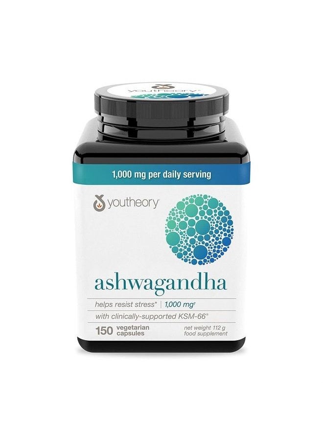 youtheory - Ashwagandha Vegetarian Capsules Net Wt 150 Count - Image 1