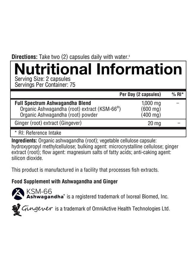 youtheory - Ashwagandha Vegetarian Capsules Net Wt 150 Count - Image 1