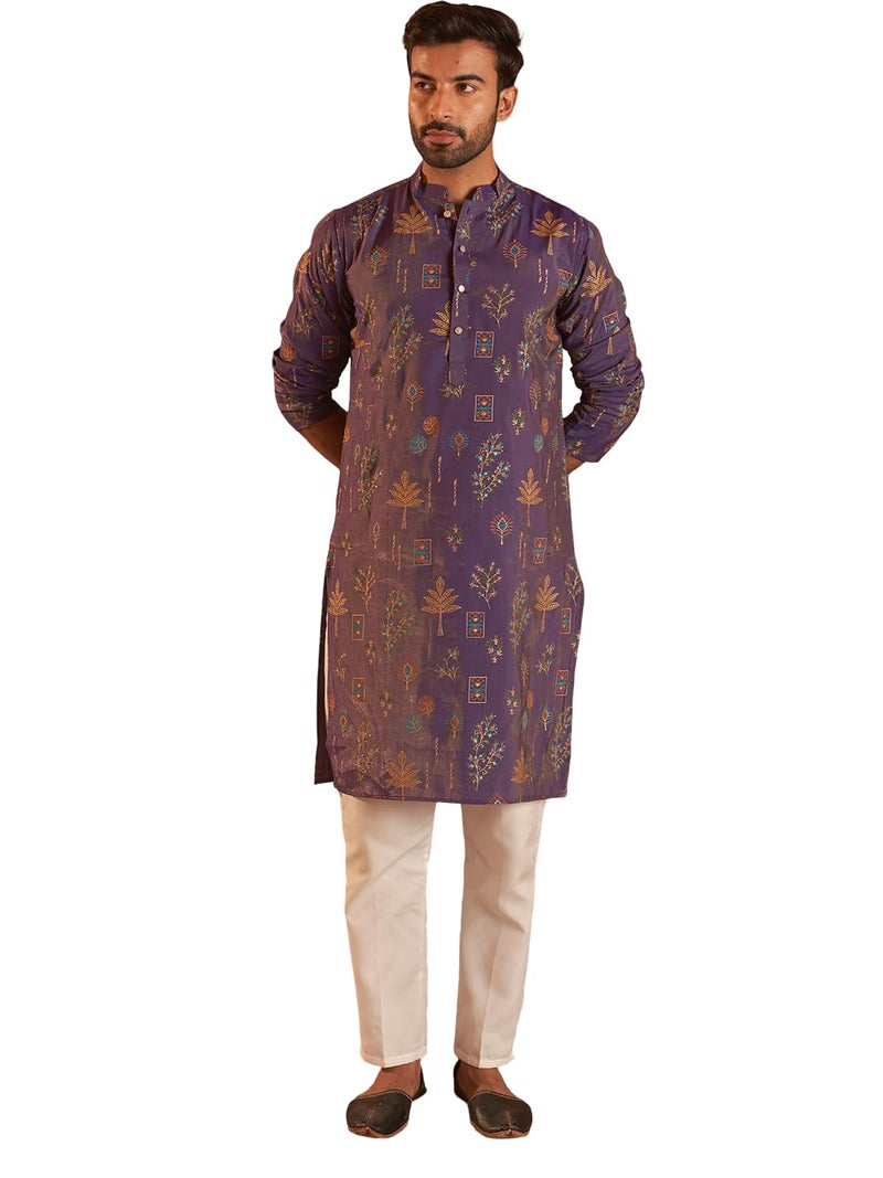 jompers طقم كورتا مستقيم من مزيج الحرير المطبوعة للرجال من جومبرز - Image 1