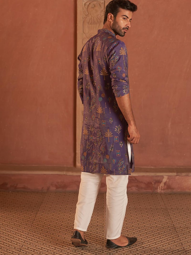 jompers طقم كورتا مستقيم من مزيج الحرير المطبوعة للرجال من جومبرز - Image 3