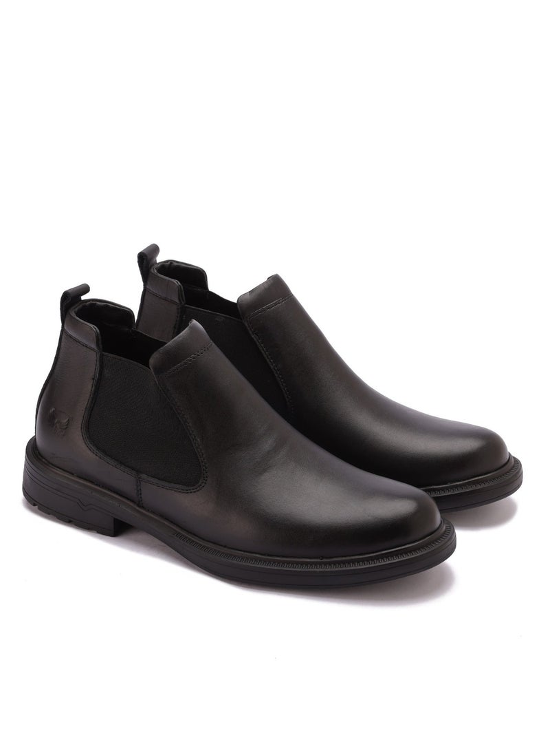 هاف بوت رجالي مميز مصنوع من الجلد الطبيعي أنيق ونعل رابر مقاوم للإنزلاق - Image 3