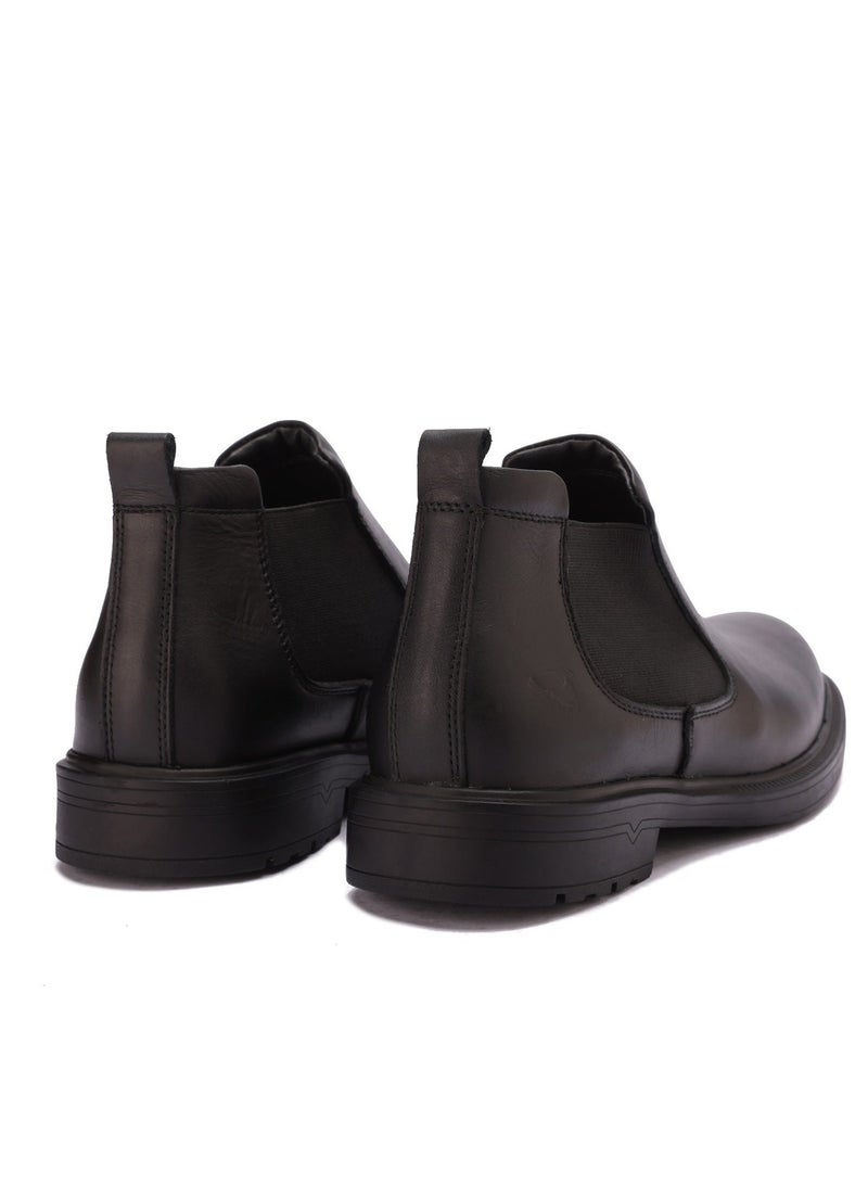 هاف بوت رجالي مميز مصنوع من الجلد الطبيعي أنيق ونعل رابر مقاوم للإنزلاق - Image 4