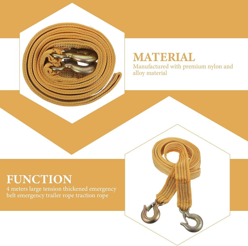 Hemobllo Heavy Duty Thickened Nylon Car Tow Rope 4m Wear-Resistant Vehicle Strap for Outdoor Roadside Towing and Emergency Pulling - Image 3
