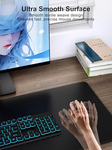 TopMade Wireless Charging Mouse Pad, Waterproof Gaming Mousepad with Ultra-Smooth Surface, Non-Slip Base, 31.5"x15.75" XXL Large Desk Pad, Classic Black Computer Desk Mat for MacBook, PC, Laptop - Image 4