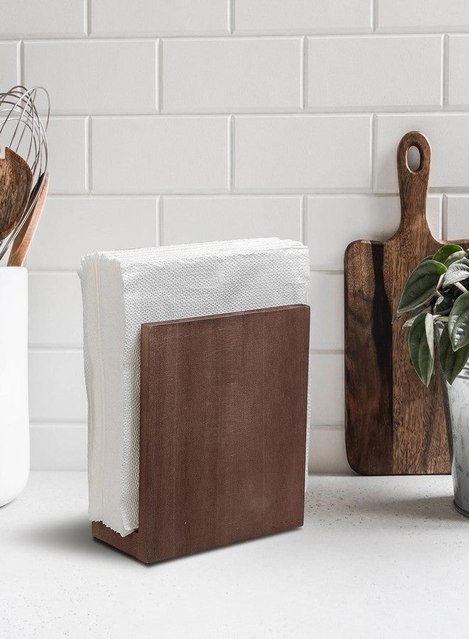 VERGOODR Rustic Wooden Paper Napkin Holder Farmhouse Napkin Storage Dispenser For Tables Kitchen Office Accessories for Restaurants, Dining Home Decor, Nature Vintage Home Gift Bar Decor (brown) - Image 2