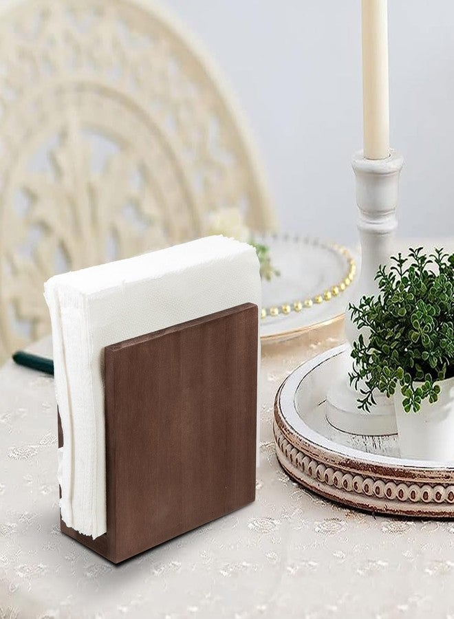 VERGOODR Rustic Wooden Paper Napkin Holder Farmhouse Napkin Storage Dispenser For Tables Kitchen Office Accessories for Restaurants, Dining Home Decor, Nature Vintage Home Gift Bar Decor (brown) - Image 1