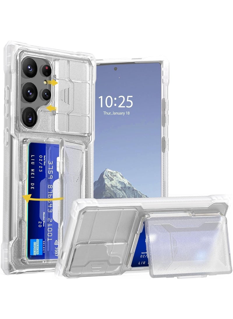 General Samsung Galaxy S24 Ultra Case with Card Holder Slide Camera Cover and Kickstand Shockproof Silicone TPU Bumper and Hard Back  - Image 1