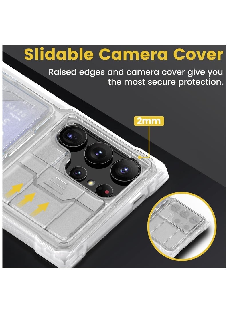 General Samsung Galaxy S24 Ultra Case with Card Holder Slide Camera Cover and Kickstand Shockproof Silicone TPU Bumper and Hard Back  - Image 4