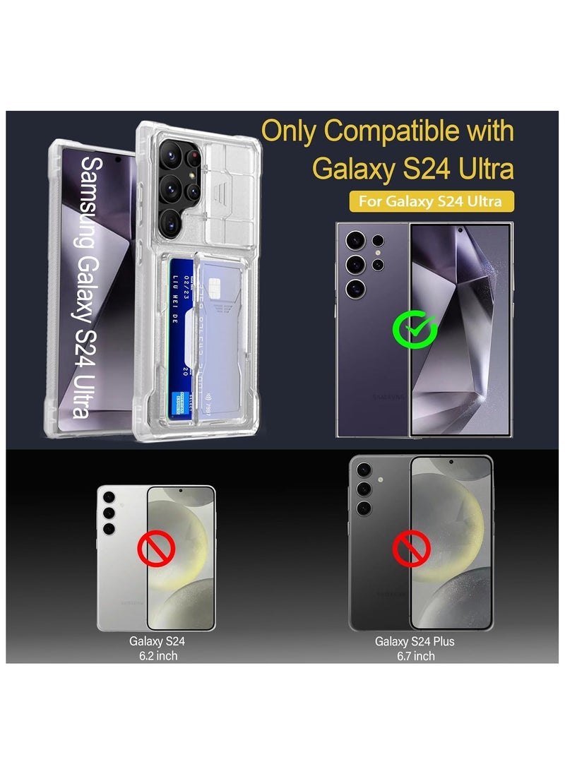 General Samsung Galaxy S24 Ultra Case with Card Holder Slide Camera Cover and Kickstand Shockproof Silicone TPU Bumper and Hard Back  - Image 5