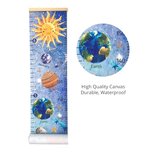 HomeEvolution Kids Growth Chart Height Measuring Chart, Solar System Space Planets Canvas Wall Hanging Rulers for Baby Children Girls Bedroom Decor (Solar System) - Image 3