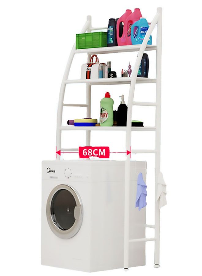 إيه جي دي رف تخزين معدني متعدد الأغراض يوضع فوق الغسالة مكون من 3 طبقات أبيض 27x90x6سم - Image 1