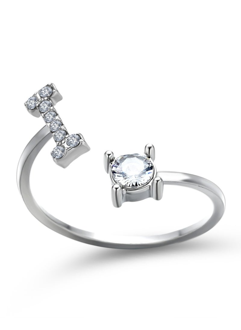 Taiahiro Fashion classic diamond ring: Creative adjustable open couple ring, English letter design 