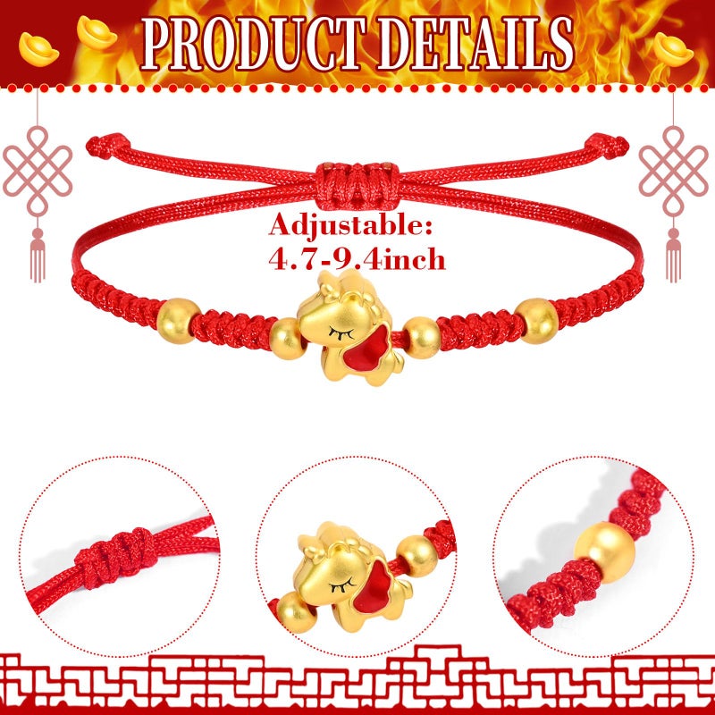 Matiniy Chinese New Year Beaded Charm Bracelets Year of The Horse 2026 Bracelet Red String Gold Horse Charm Beaded Bracelets for Chinese New Year Gift Good Luck - Image 2