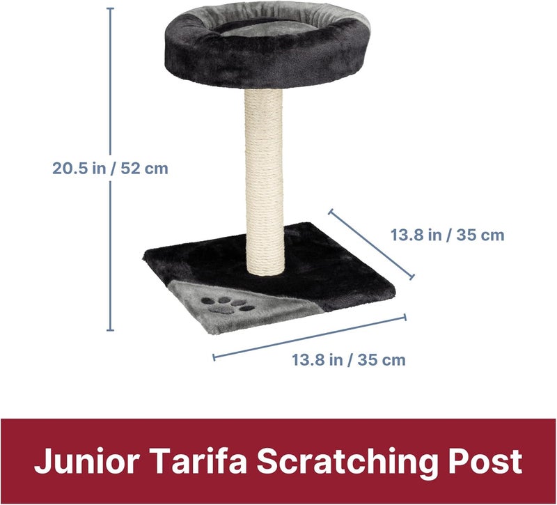 Trixie Tarifa Cat Scratching Post 20.5 Inch - Cat Scratcher with Soft Fabric Covering Base and Durable Sisal Rope - with Padded Platform - in Gray/Black - Image 4