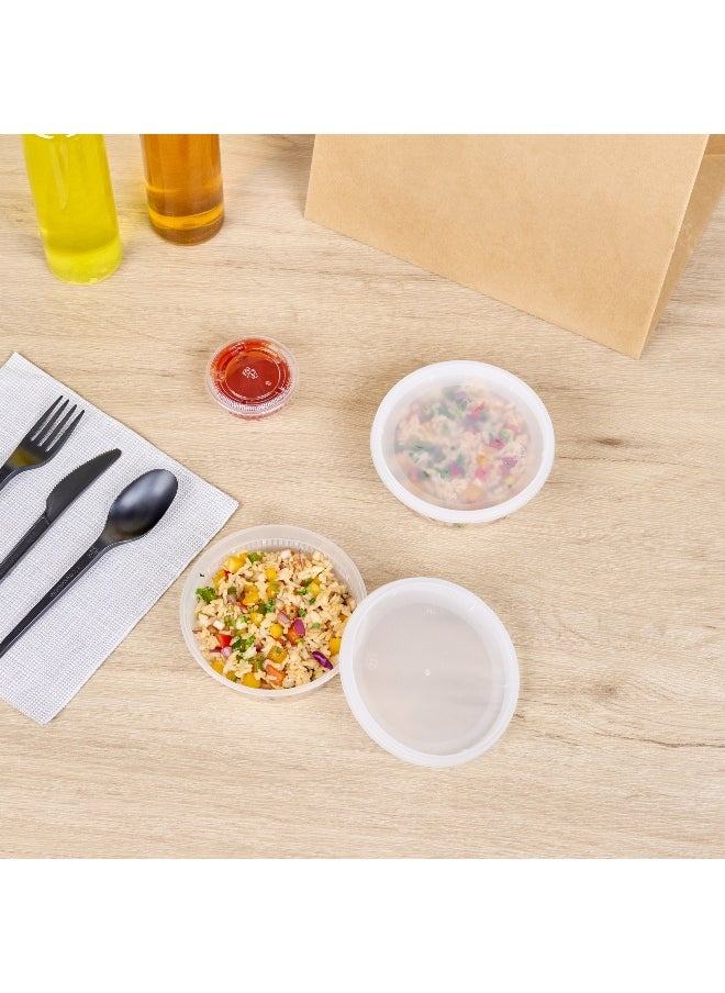 Restaurantware - Asporto 8 Ounce Deli Containers With Lids, 100 Microwavable Round Soup Containers - Clear Plastic Lids Included , Do Not Contain BPA, Clear Plastic Soup Containers, Disposable - Image 1