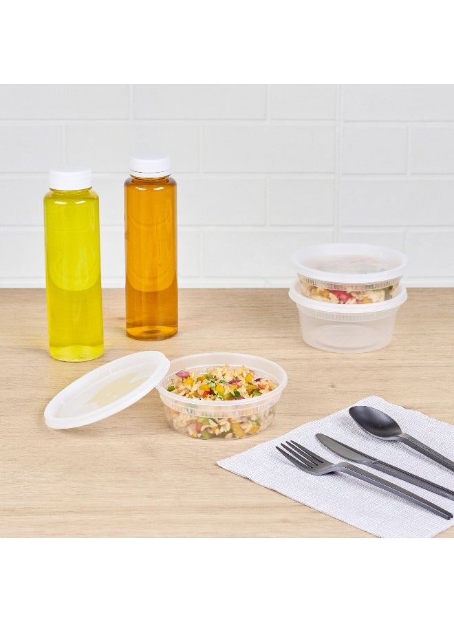 Restaurantware - Asporto 8 Ounce Deli Containers With Lids, 100 Microwavable Round Soup Containers - Clear Plastic Lids Included , Do Not Contain BPA, Clear Plastic Soup Containers, Disposable - Image 1
