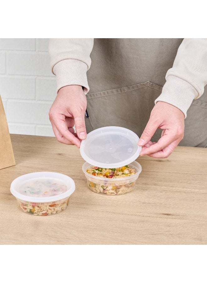 Restaurantware - Asporto 8 Ounce Deli Containers With Lids, 100 Microwavable Round Soup Containers - Clear Plastic Lids Included , Do Not Contain BPA, Clear Plastic Soup Containers, Disposable - Image 1