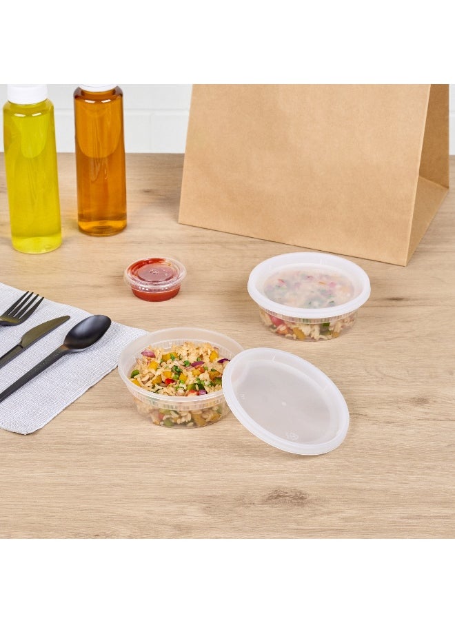 Restaurantware - Asporto 8 Ounce Deli Containers With Lids, 100 Microwavable Round Soup Containers - Clear Plastic Lids Included , Do Not Contain BPA, Clear Plastic Soup Containers, Disposable - Image 1