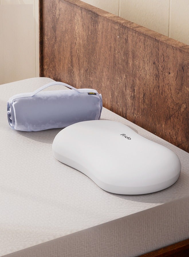Frido Cuddle Pillow | Ultra-Soft Memory Foam Pillow for Sleeping | Best Hugging Pillow for Adults | Anti-Frizz & Skin-Friendly Pillow | Travel Neck Pillow for Airplane & Bed | Soft Pillow – Snow White