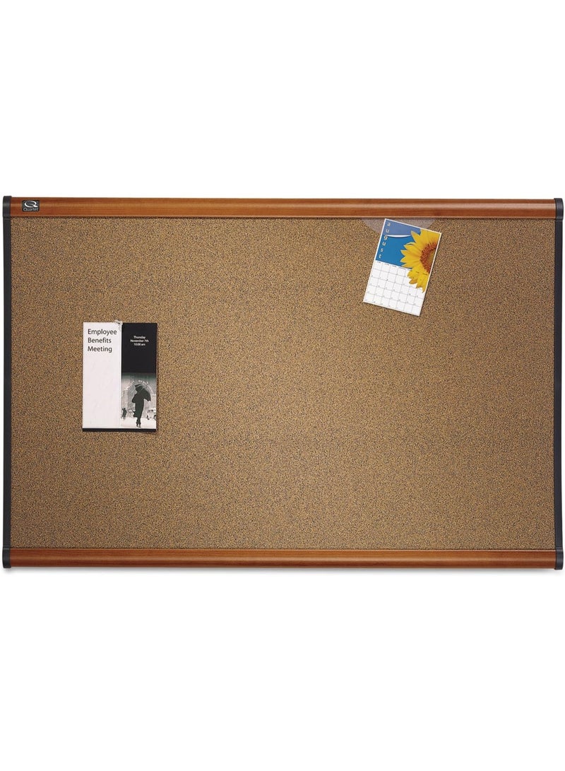 Quartet Quartet B243LC Prestige Bulletin Board, Brown Graphite-Blend Surface, 36 x 24, Cherry Frame - Image 1