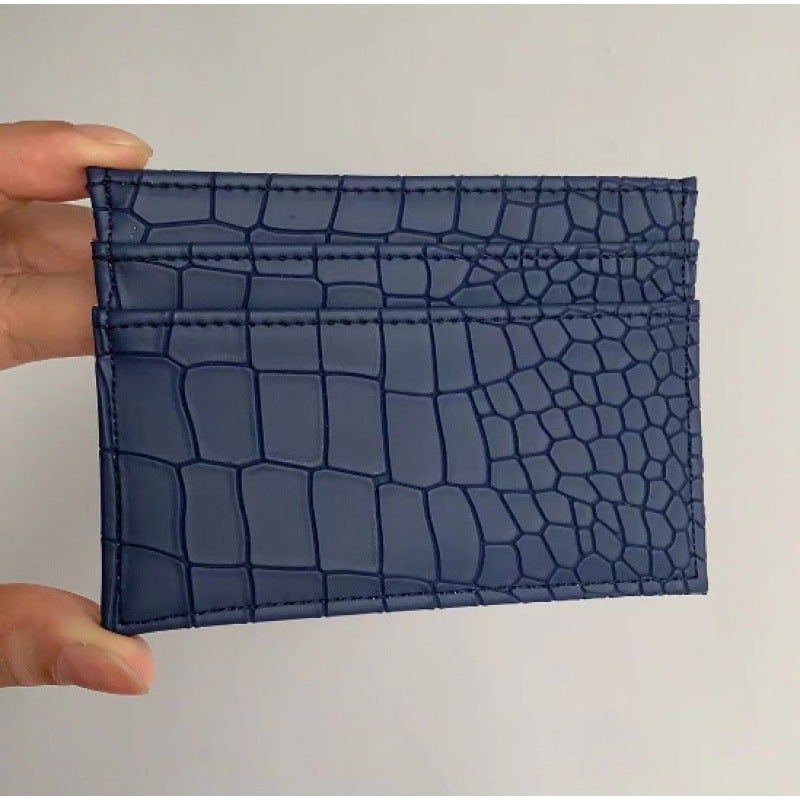 New Spot PU Card Holder Coin PUrse Large Capacity Card Holder Womens High-end Portable Bank Credit Card Holder New blue crocodile pattern 