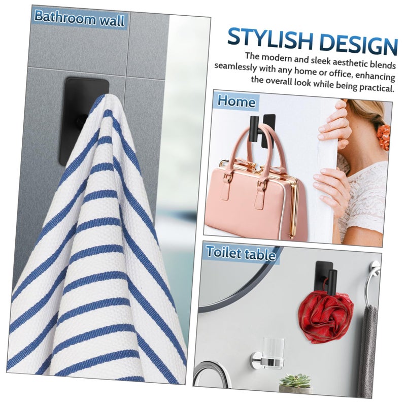 2 Pack Heavy Duty Stainless Steel Self Adhesive Hooks No Drill Wall Mount Towel Holder - Image 4