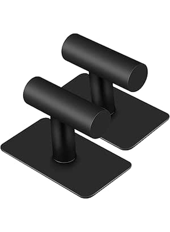 2 Pack Heavy Duty Stainless Steel Self Adhesive Hooks No Drill Wall Mount Towel Holder - Image 1