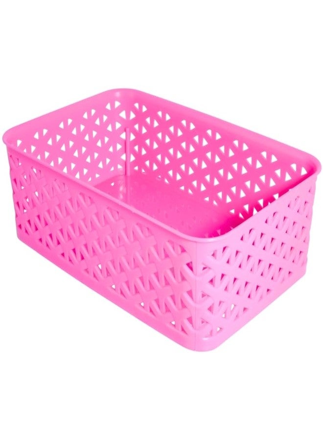 Simply Home Stanza-2 Multi-Purpose Plastic Storage Basket|Stackable Organizer Tokri For Home,Kitchen,Bathroom & Office|Ideal For Toys,Clothes,Cosmetics,Stationery|Set Of 1|Pink - Image 1