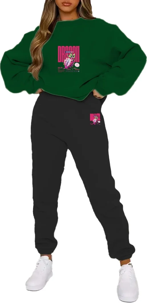 DogFish Tracksuit Oversize Dragon Fruit Printed Tracksuit,lover,couple Combination Green