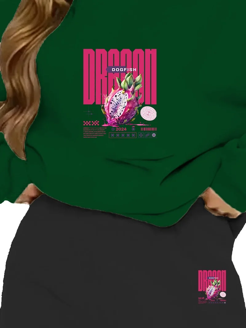DogFish Tracksuit Oversize Dragon Fruit Printed Tracksuit,lover,couple Combination Green