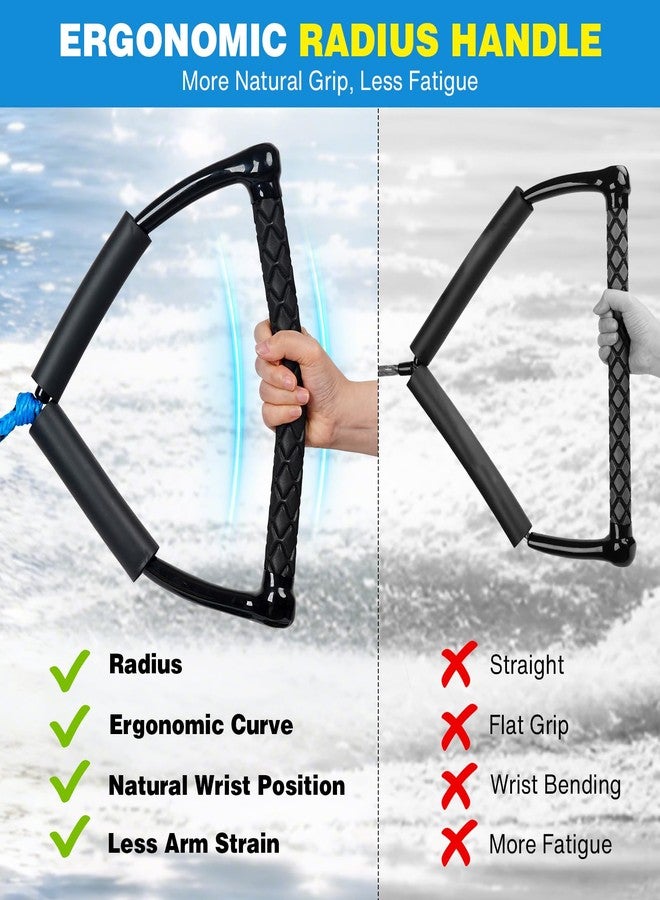 SCYONBARCO 75FT Radius Handle Ski Ropes for Water Skiing, Floating Wakeboard Rope and Handle, 4-Section Water Ski Rope, Wakeboard Tow Ropes for Waterskiing, Wakeboarding, Kneeboarding, Watersports - Image 2