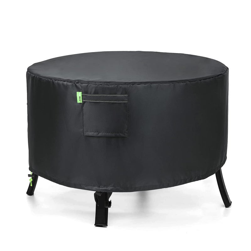 REDRICH Fire Pit Cover Round Heavy Duty Outdoor Firepit Cover Full Coverage Patio Outdoor Fireplace Cover Dustproof Anti UV and Waterproof 44L x 44W x 24H Black - Image 2