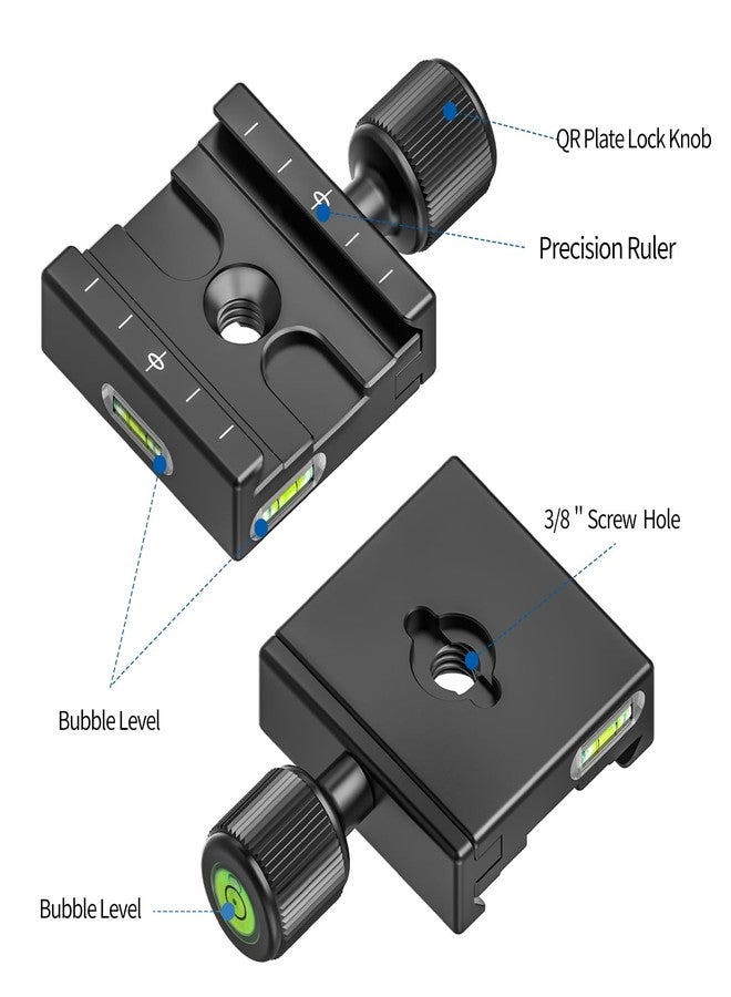 CAVIX QR-50 50mm Quick Release Clamp with 3/8"-1/4" Screw Adapter for Camera Tripod Head Compatible with Arca Swiss Type Plate - Image 2