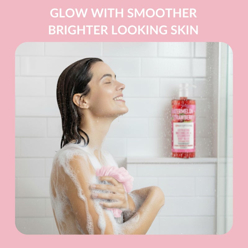 SpaScriptions Watermelon & Strawberry Exfoliating Body Wash - 32 fl oz Scented Natural Daily Cleanse Body Scrub Gel with Moisturizing Coconut Water for Smooth Radiant Refreshing Skin, Paraben Free - Image 3