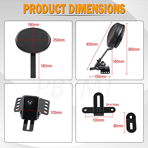 PBYMT Adjustable Plug-in Driver Backrest Rider Backrest Kit Compatible for Harley Touring Road King Street Glide Electra Glide 1997-2024 - Image 2