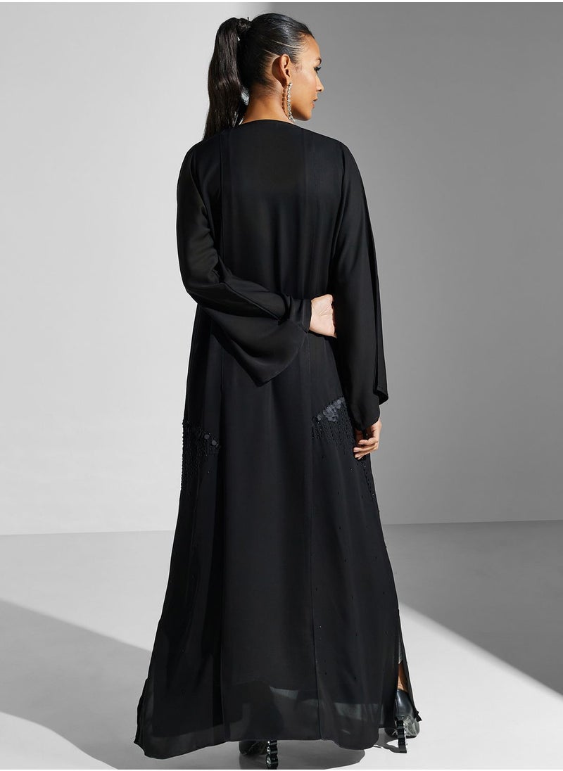 hayas closet - Embellished V-Neck Abaya - Image 1