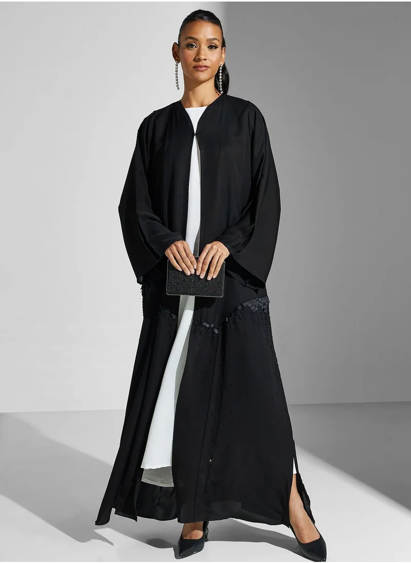 hayas closet Embellished V-Neck Abaya