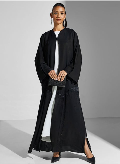 Embellished V-Neck Abaya