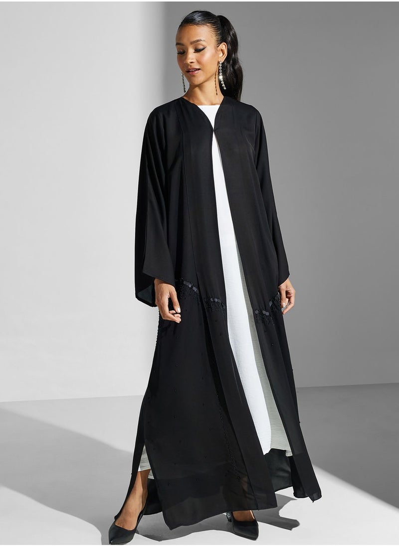 hayas closet - Embellished V-Neck Abaya - Image 1